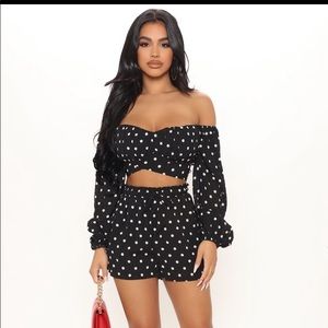 Polka dot short set